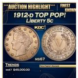 1912-d Liberty Nickel TOP POP! 5c ms67 SEGS