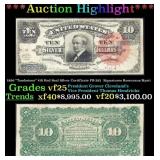 1886 $10 Red Seal Silver Certificate "Tombstone" F
