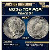 1922-d Peace Dollar TOP POP! $1 ms67 SEGS