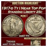 1917-d Ty I Standing Liberty Quarter Near Top Pop!