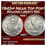 1943-p Walking Liberty Half Dollar Near Top Pop! 5