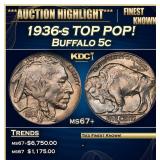 1936-s Buffalo Nickel TOP POP! 5c ms67+ SEGS