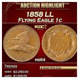 1858 LL Flying Eagle Cent 1c ms64 USCG