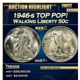 1946-s Walking Liberty Half Dollar TOP POP! 50c ms