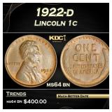 1922-d Lincoln Cent 1c Grades ms64 bn