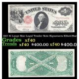 1917 $1 Large Size Legal Tender Note Grades xf Sig