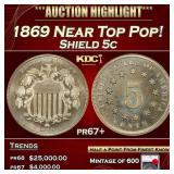 1869 Proof Shield Nickel Near Top Pop! 5c pr67+ SE