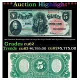 1869 $5 Large Size Legal Tender Note "Rainbow Wood