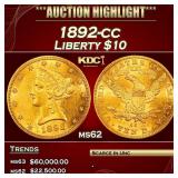 1892-cc Gold Liberty Eagle $10 Select Unc USCG