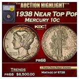 1938-p Proof Mercury Dime Near Top Pop! 10c pr68 S