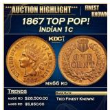 1867 Indian Cent TOP POP! 1c ms66 rd SEGS