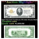 1928 $20 Gold Certificate FR-2402 Woods/Mellon Gra