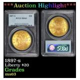 PCGS 1897-s Gold Liberty Double Eagle $20 ms63 PCG
