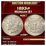 1893-p Morgan Dollar $1 au58+ SEGS