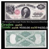 1917 $1 Large Size Legal Tender Note Grades au53 S