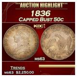 1836 Capped Bust Half Dollar 50c ms63 USCG