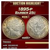1895-p Barber Quarter 25c ms65+ SEGS
