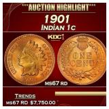 1901 Indian Cent 1c ms67 rd SEGS