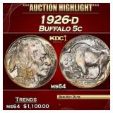1926-d Buffalo Nickel 5c ms64 SEGS