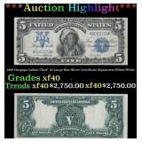 1899 $5 Large Size Silver Certificate Oncpapa Indi