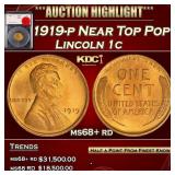 1919-p Lincoln Cent Near Top Pop! 1c ms68+ rd SEGS