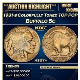 1931-s Buffalo Nickel Colorfully Toned TOP POP! 5c