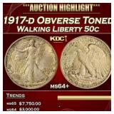 1917-d Obverse Walking Liberty Half Dollar Toned 5