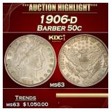 1906-d Barber Half Dollars 50c Select Unc USCG