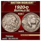 1920-d Buffalo Nickel 5c Select Unc USCG