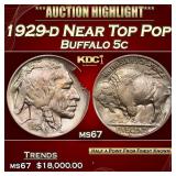 1929-d Buffalo Nickel Near Top Pop! 5c Grades ms67