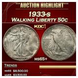 1933-s Walking Liberty Half Dollar 50c ms65+ SEGS