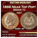 1868 Indian Cent Near Top Pop! 1c ms66+ bn SEGS