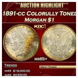 1891-cc Morgan Dollar Colorully Toned $1 ms65+ SEG