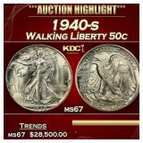 1940-s Walking Liberty Half Dollar 50c ms67 SEGS