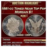 1881-cc Morgan Dollar Toned Near Top Pop! $1 ms66+