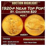 1920-p Gold St. Gaudens Double Eagle Near Top Pop!