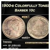 1900-s Barber Dime Colorfully Toned 10c Grades ms6