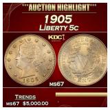1905 Liberty Nickel 5c ms67 SEGS