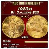 PCGS 1923-d Gold St. Gaudens Double Eagle $20 ms66