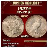 1927-p Peace Dollar $1 ms65+ SEGS
