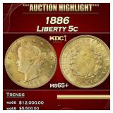 1886 Liberty Nickel 5c ms65+ SEGS