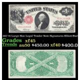 1917 $1 Large Size Legal Tender Note Grades xf+ Si