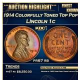 1914 Proof Lincoln Cent Colorfully Toned Top Pop!