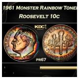 PCGS 1961 Proof Roosevelt Dime Monster Rainbow Ton