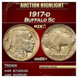 1917-d Buffalo Nickel 5c ms65+ SEGS