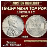 1943-p Lincoln Cent Near Top Pop! 1c ms68 SEGS