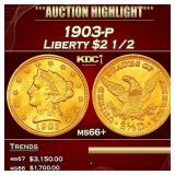 1903-p Gold Liberty Quarter Eagle $2 1/2 ms66+ SEG