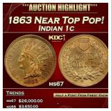 1863 Indian Cent Near Top Pop! 1c ms67 SEGS
