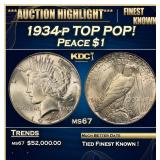 1934-p Peace Dollar TOP POP! $1 ms67 SEGS