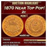 1870 Two Cent Piece Near Top Pop! 2c ms66 rd SEGS